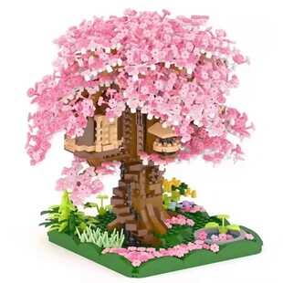 兼容乐高樱花树屋积木永生玫瑰花束盆栽摆件女孩系列拼装玩具礼物