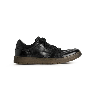 PIPG男鞋小众原创设计手工真皮黑色皮鞋复古运动休闲板鞋洗水马皮