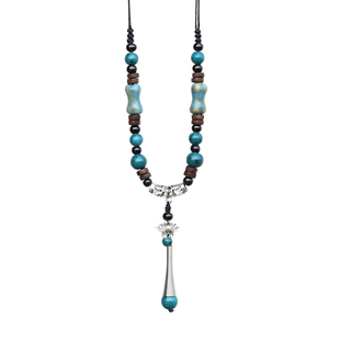 民族风景德镇陶瓷瓷珠串珠项链毛衣链长款女秋冬古风服饰配饰吊坠