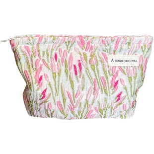 ins撞色化妆包小众便携内胆包化妆品收纳袋大容量洗漱包帆布包