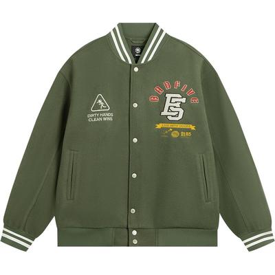 李宁宽松棒球领男刺绣休闲外套