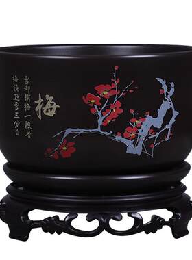 陶瓷花盆中国风带托盘