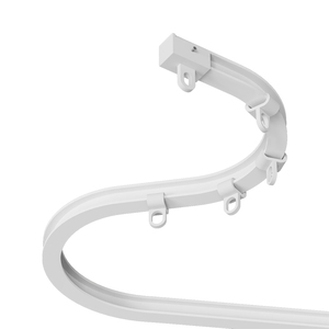 可弯曲窗帘轨道u型静音滑轨L型阳台导轨弯轨顶装侧装挂钩式窗帘杆