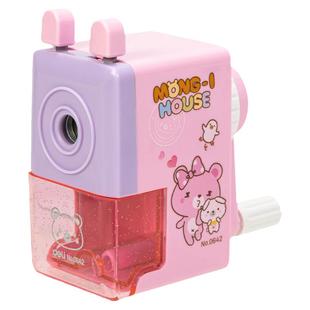 得力铅笔削笔机器转笔刀女孩男孩卷笔刀卷笔刀洞洞笔手摇正品手动眉笔可爱卡通儿童美术生专用素描小型削笔器