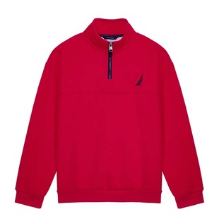 NAUTICA/诺帝卡童装男女童冬季加绒新年红儿童保暖半拉链立领卫衣