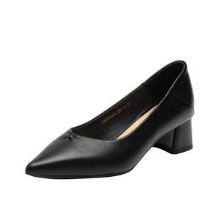 在喜女鞋春秋款通勤不累脚上班鞋子粗跟单鞋舒适高跟鞋Z38333403