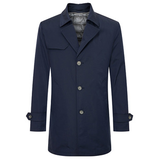 【风衣羽绒服】报喜鸟冬季新款男士商务可拆卸内胆鹅绒服上衣外套