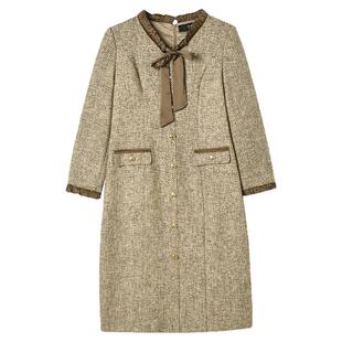 Outlets专柜撤柜正品 深圳南油CM冬装新款小香风长袖中长裙连衣裙