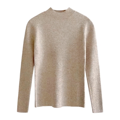 半高领白色针织打底衫女2023新款