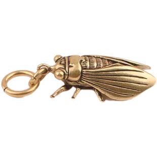 纯铜知了一鸣惊人复古金蝉创意钥匙扣汽车匙挂件转运生肖礼物男女