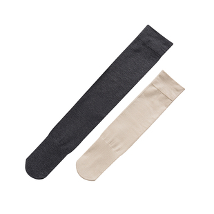 永春竖条纹含羊毛小腿袜女秋冬高筒长袜JK袜子秋冬灰色半截中筒袜