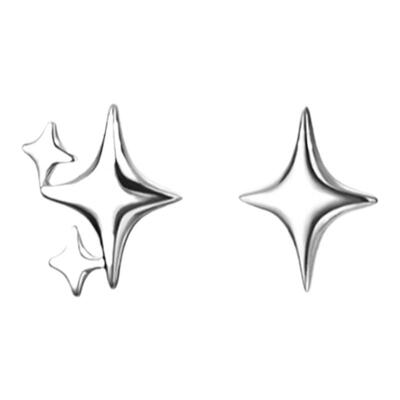 纯银耳钉星星男生养耳洞男士