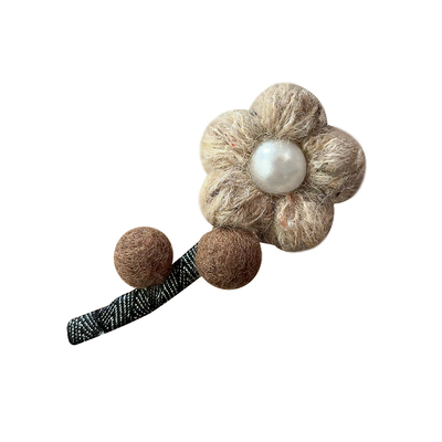 毛绒秋冬花朵侧边夹韩系