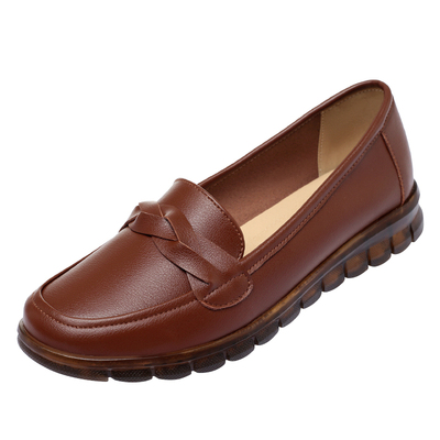 牛筋底软底防滑一脚蹬妈妈鞋真皮