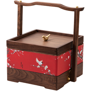 实木质干果盘新中式高档精致客厅家用点心零食糖果糕点提篮收纳盒