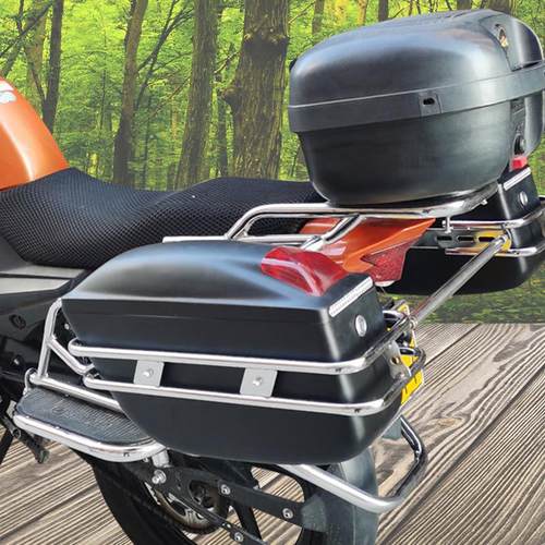 新款摩托车侧边箱改装太子车通用型带灯旅行储物防雨大后备箱V16