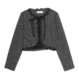 西町村屋时尚外套女秋季新款国风感盘扣木耳边短款外套AC8219250