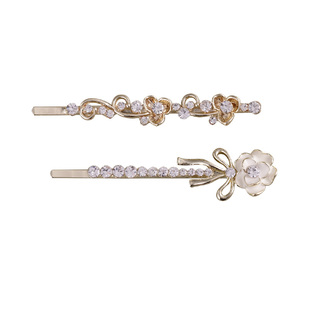 复古山茶花朵发夹 仙气森系一字夹子温柔百搭刘海夹侧边夹头饰品