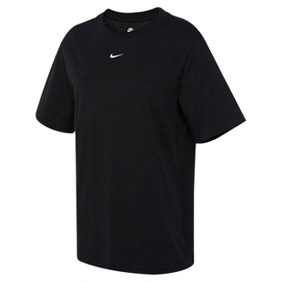 Nike耐克短袖女上衣运动宽松黑色舒适亲肤棉T恤半截袖FD4150-010