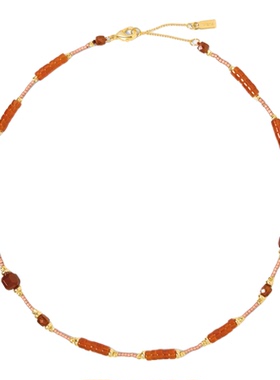 红玛瑙彩宝小福马吊坠串珠项链