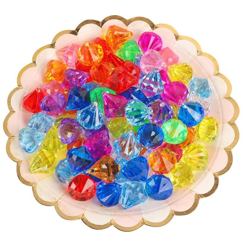 宝石玩具公主宝石儿童水晶宝石水晶钻石粒装饰品七彩石弱视训练