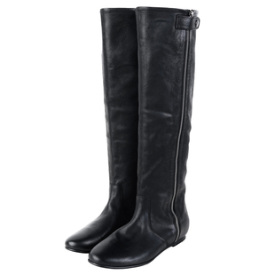 IORE理想矿石设计师原创 利落与从容 磨砂牛皮侧拉链平底及膝长靴