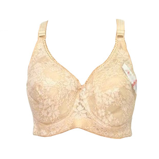 全罩杯D罩杯无海绵大码薄款文胸调整型收副乳胖mm胸罩蕾丝内衣女