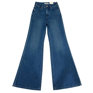 iez91933蓝色加绒微喇牛仔裤女2025新款高腰显瘦版型好看的喇叭裤