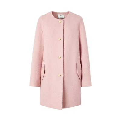 千金温柔粉红羊毛大衣外套
