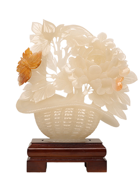 天然玉石一揽富贵工艺品摆件