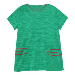 Ground Show/阁兰秀2026夏季新款绿色针织套衫短袖圆领简约T恤女