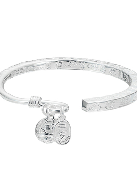 顺庆银楼新中式女纯银吉绣球手镯