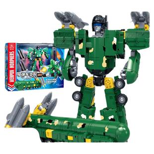 正版新乐新合金版军事变形玩具儿童男孩导弹车机甲机器人金刚战士