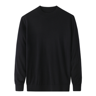 可机洗100%纯羊毛半高领针织衫男