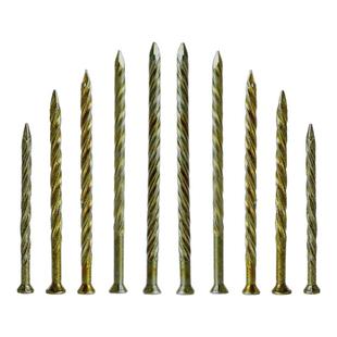 地板钉黄锌防松搓丝麻花钉托盘环纹钉螺纹龙骨钉铁木工钉子盒装GG