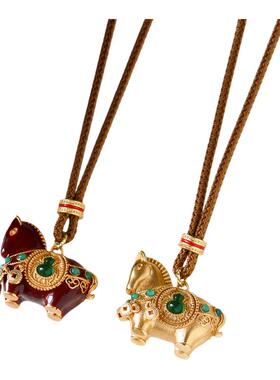 本命年红色鎏彩珐琅葫芦毛衣链