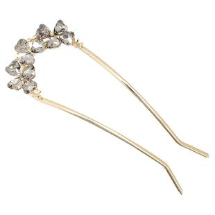 水钻发簪u型三叶草丸子头盘发神器发钗簪子女大号发插钗子u形发夹