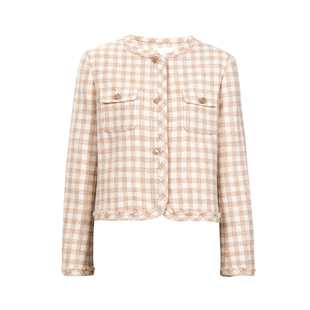 HONRN/红人轻奢风格纹粗花呢小香风时尚短款外套女春秋HJ11OS582