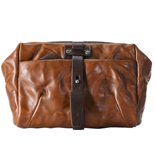 吉卡尼复古真皮邮差包单肩斜挎包头层牛皮户外相机胸包相机包男士