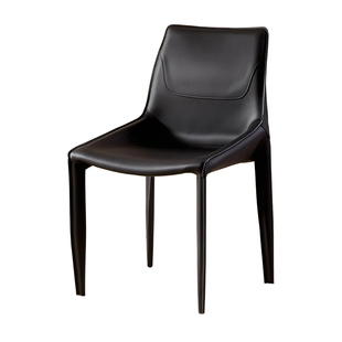 意式极简马鞍皮餐椅家用靠背凳轻奢高级感设计师餐厅岛台餐桌椅子