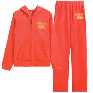 气质春秋两件套休闲跑步服韩版金丝天鹅绒连帽卫衣女装显瘦运动服