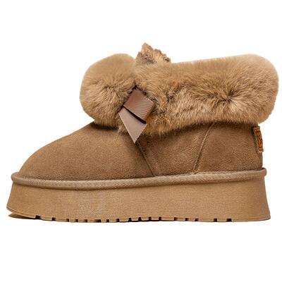 snowelf可爱毛球厚底雪地靴