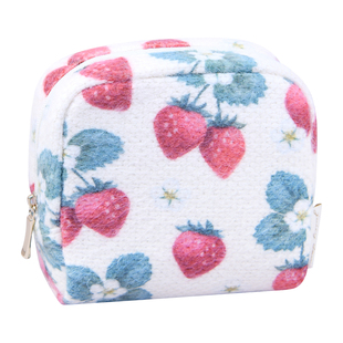 日本进口juicy doux草莓化妆包多层便携零钱包手拿纸巾包清新印花