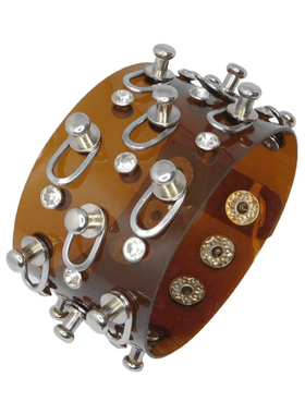 长条铁环软塑料咖色瑞丽透明手链