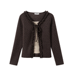 奶油的宇宙 满印波点绑带假两件加厚磨毛内搭长袖女保暖显瘦上衣