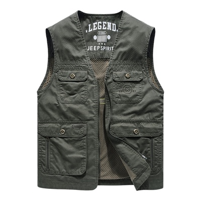 吉普纯棉中年男士春秋款马甲