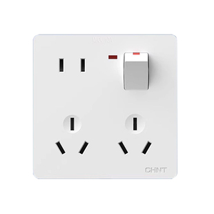 正泰86型一开八孔墙壁五孔二三插带开关暗装8家用10十孔插座面板