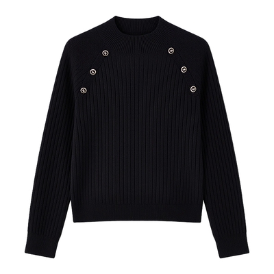 秋水伊人白色针织上衣女