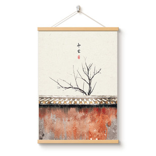 二十四节气餐厅装饰画新中式电表箱遮挡挂画饭店民宿茶室挂轴壁画