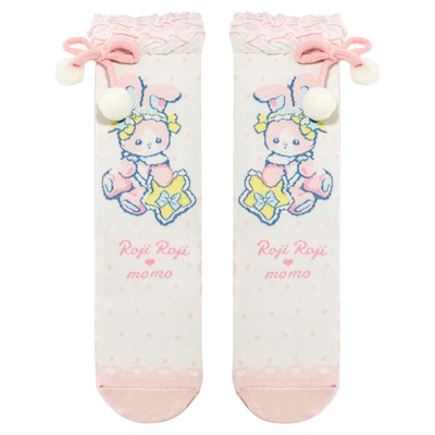 roji和momo物语联名毛球花边袜